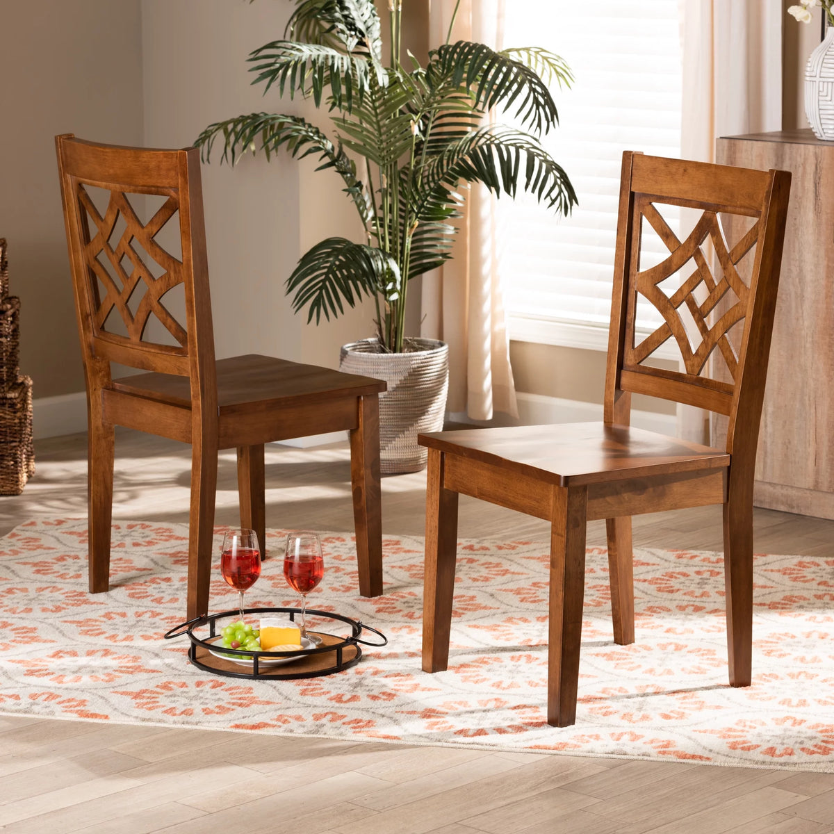 Set of 2 Walnut Brown Dining Chair L735