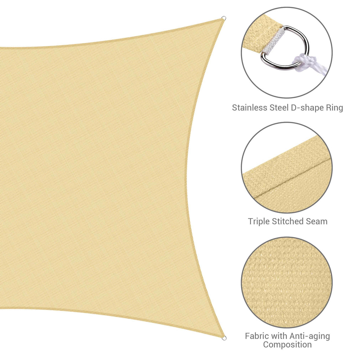 16x12 Ft 97% UV Block Rectangle HDPE Sun Shade Sail Canopy A793524