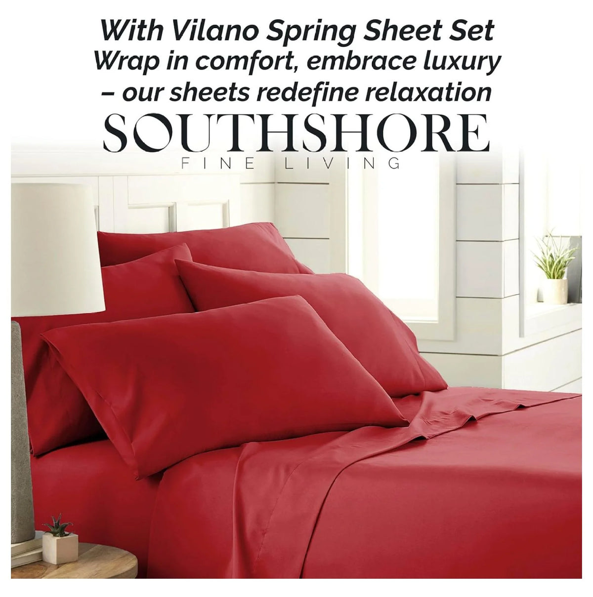 Twin XL 4-Piece Red Bed Sheets with 21" Deep Fitted Sheet T522