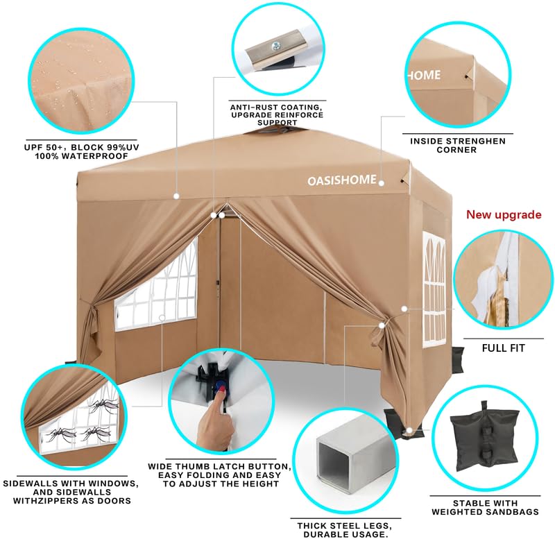 10'x10' Black Portable Canopy Tent with 4 Sidewalls F3194
