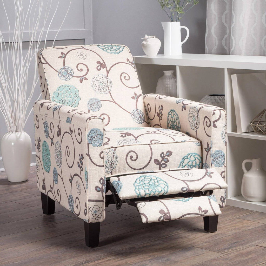 White and Blue Fabric Recliner Z45221