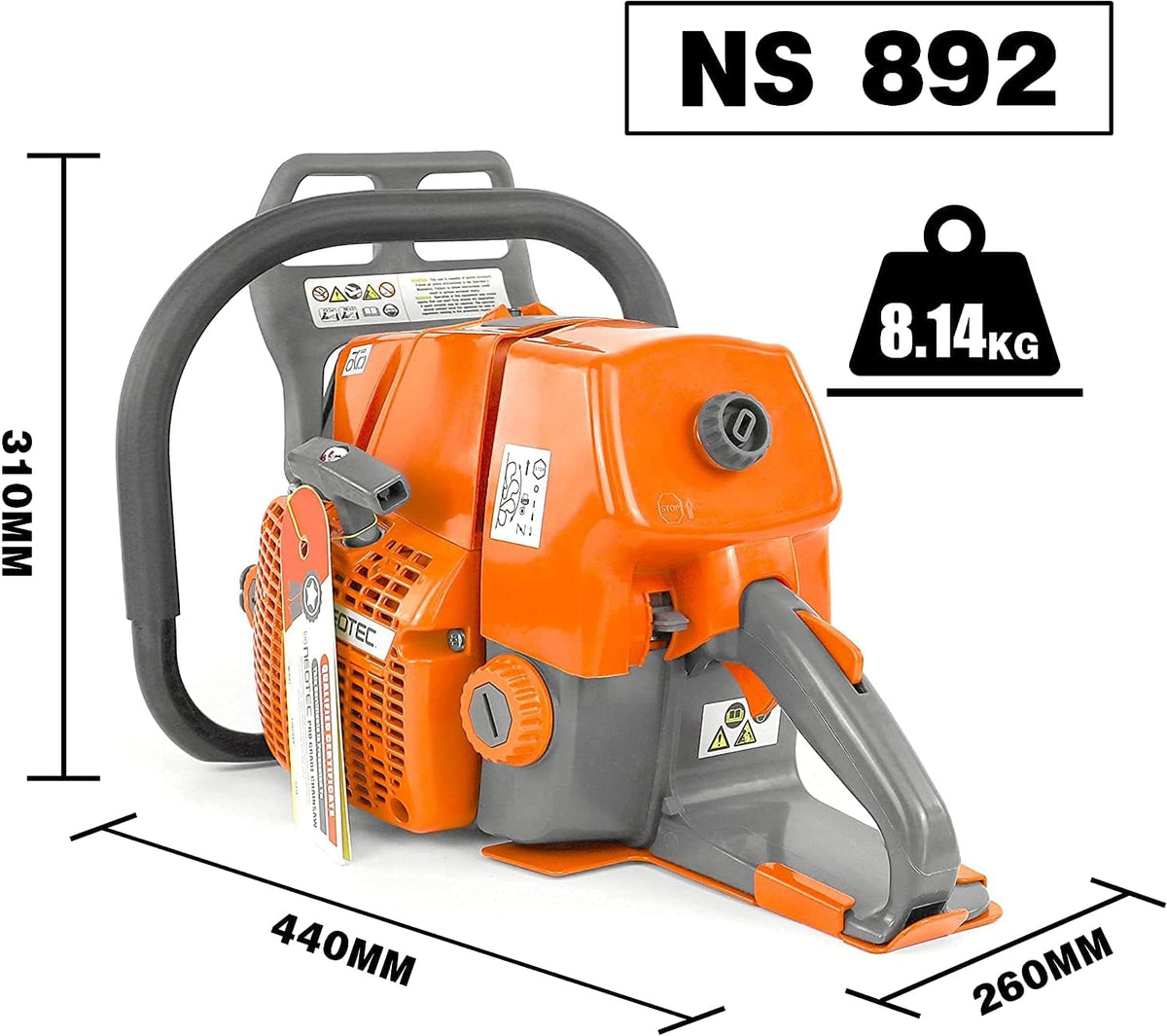 92cc 2-Cycle 5.2KW 6.4HP Gasoline Chain Saw X4038