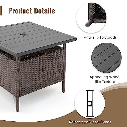 Outdoor Wicker Rattan Coffee Table with Umbrella Insert Hole O46822