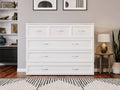 White Solid Wood Murphy Bed Chest with Mattress Q71419