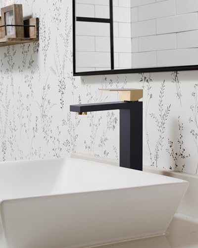 Matte Black Single Handle Vessel Sink Faucet with Pop Up Drain Y848