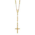 10k Gold Sparkle Cut 3mm Beaded Semi Solid Rosary Necklace 24 Inch P598704