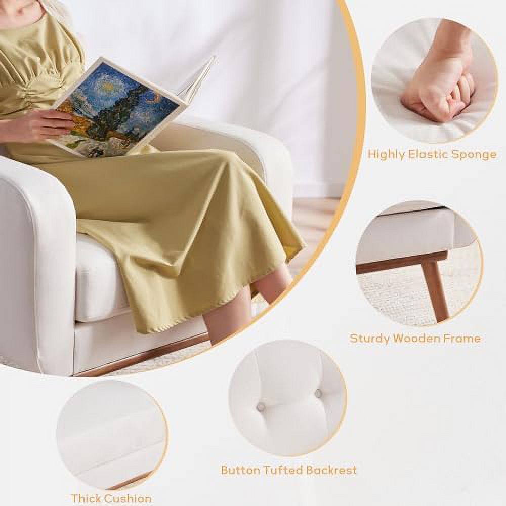 Fabric Accent Chair Button Tufted Upholstered Arm Chair I988