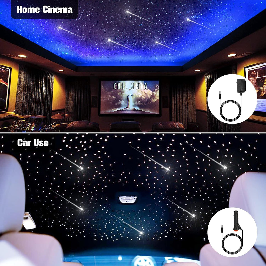 16W 450pcs 9.8ft RGBW LED Fiber Optic Headliner Light Kit with Adapter and Cigarette Lighter I5193