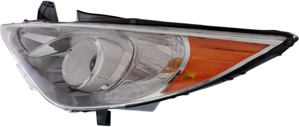 Headlight Assembly for Hyundai Sonata 2011 2012 Passenger Side Chrome Bezel H634057