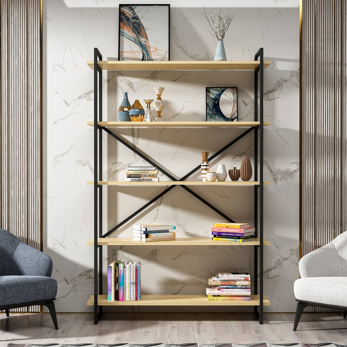 Modern Bookcase Anthracite Gold Y46245