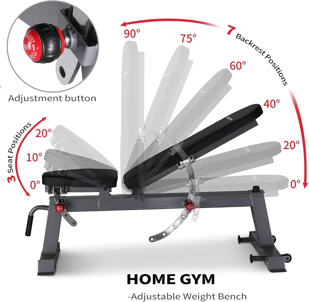 Adjustable Weight Bench with 7 Back Positions 3 Seat Positions G604756