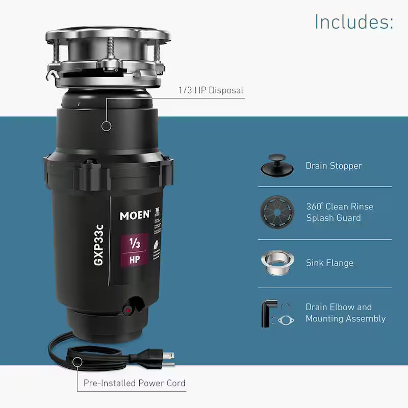 1/3 HP Continuous Feed Garbage Disposal with Power Cord (2-Pack) B8486