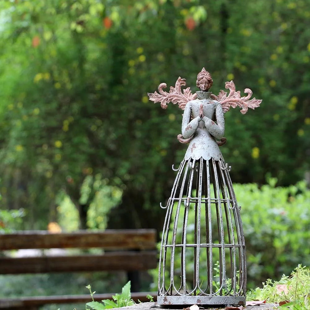 Antiqued Metal Garden Angel Statue 18"H O49882