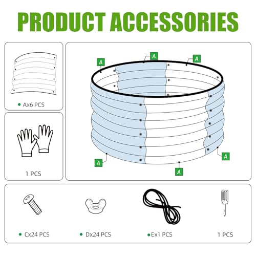 3 Pcs 2x2x1ft Round Galvanized Metal Raised Garden Bed A74348