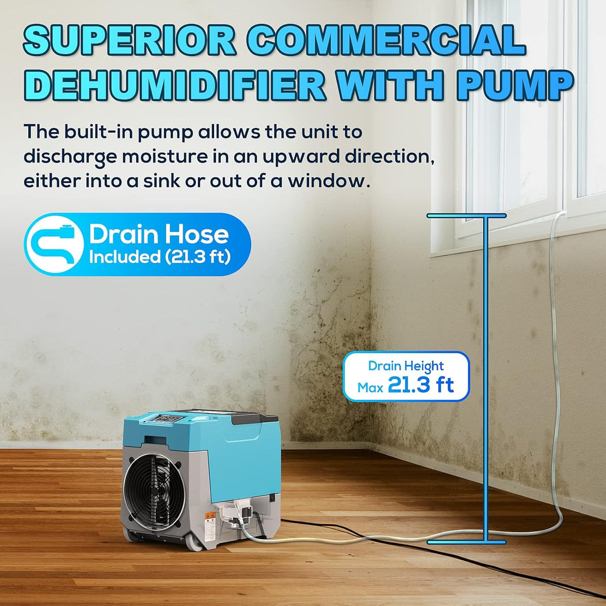 Commercial Dehumidifier with Pump & Drain Hose H700576