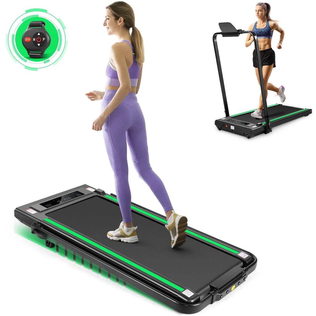 4 in 1 Under Desk Treadmill 2.5HP 300 lbs Capacity Black Green X401