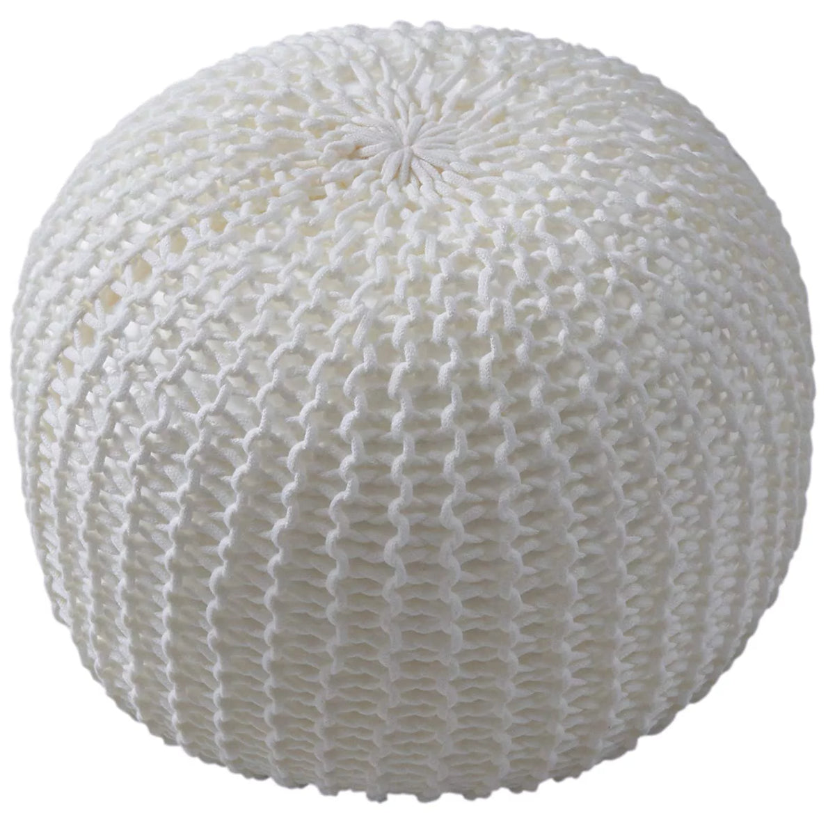 18" Chunky Hand-Knit Round Ottoman Pouf L126576