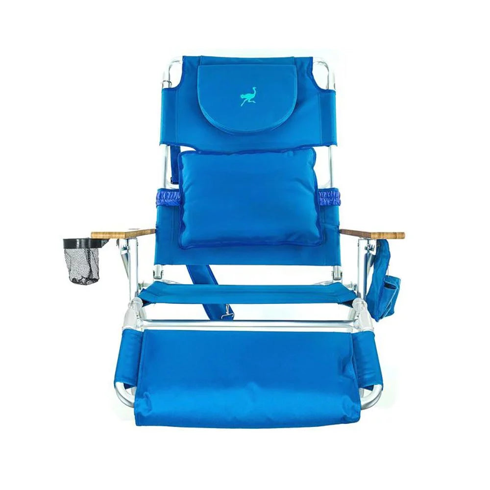 Blue Padded Outdoor Lounge Reclining Beach Chair 2 Pack B466944