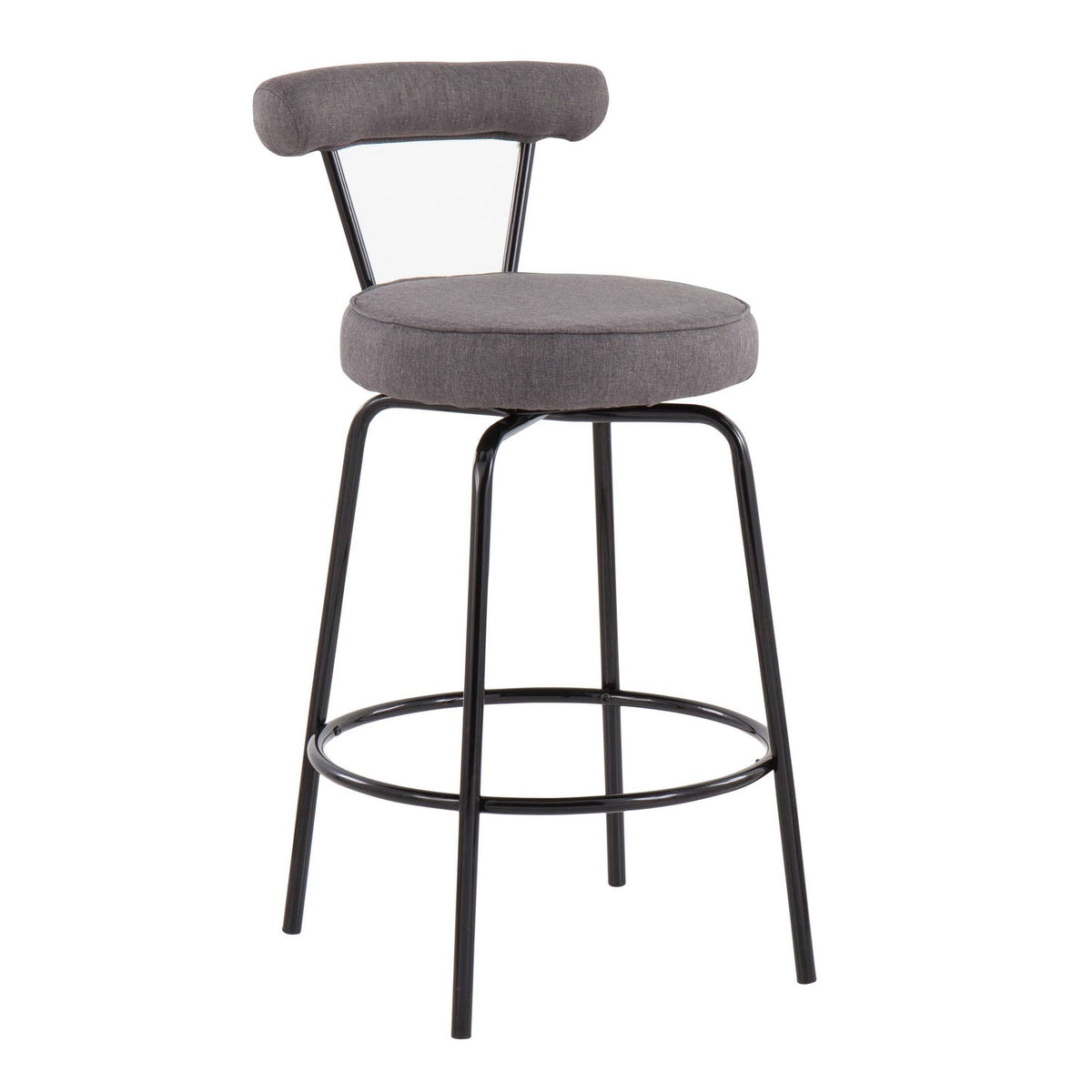 Black Steel Charcoal Fabric Counter Stool, Set of 2 C709209