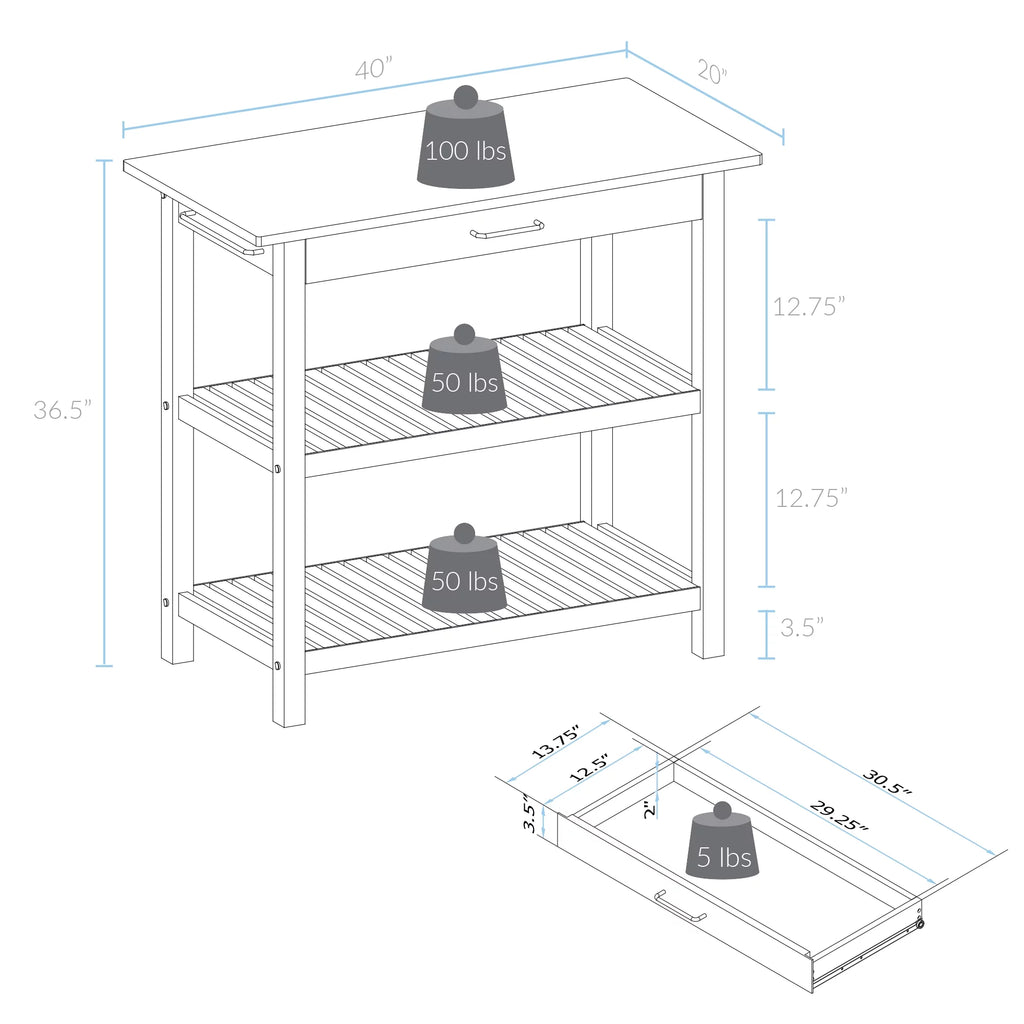 Kitchen Island with Solid American Cherry Top H120