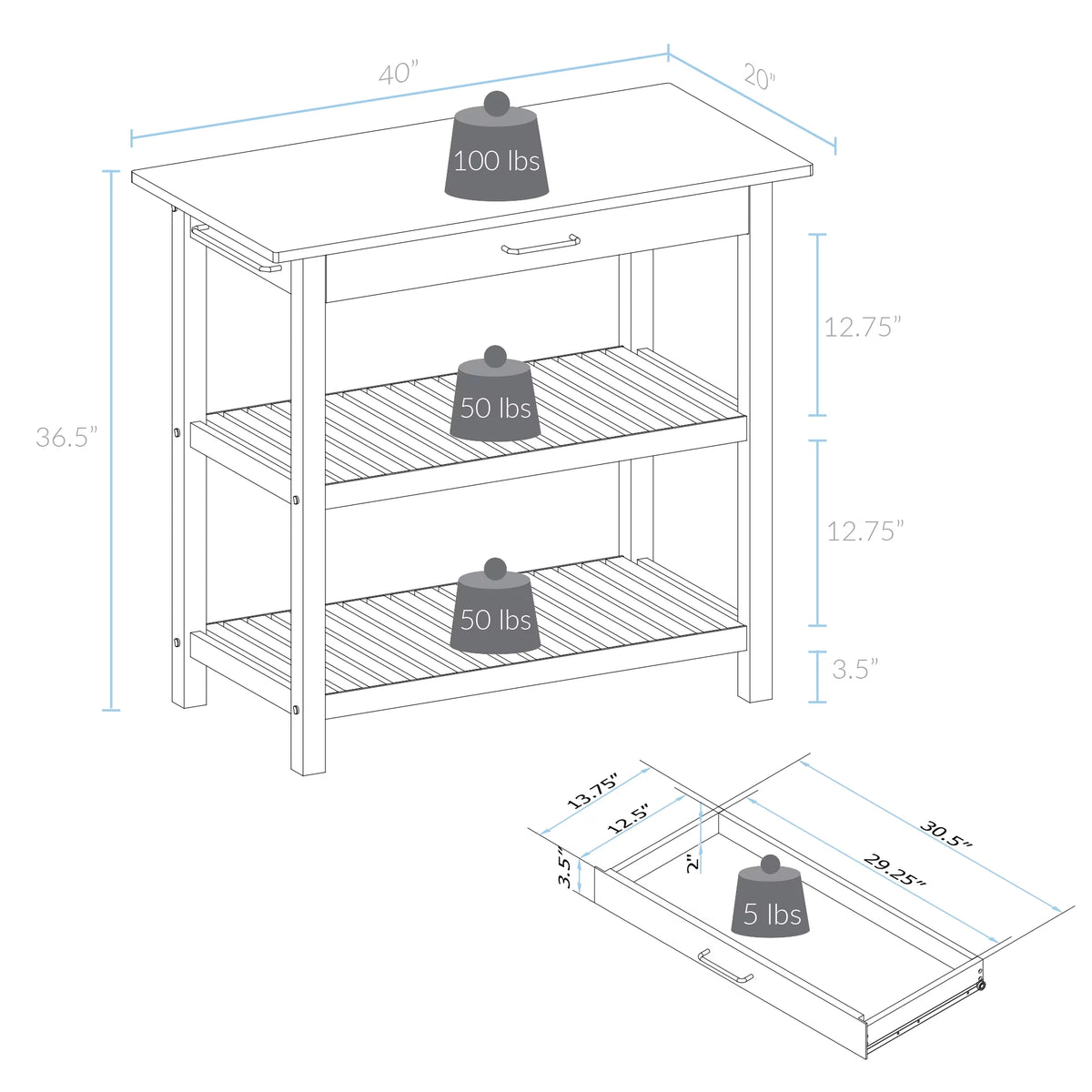 Kitchen Island with Solid American Cherry Top H120