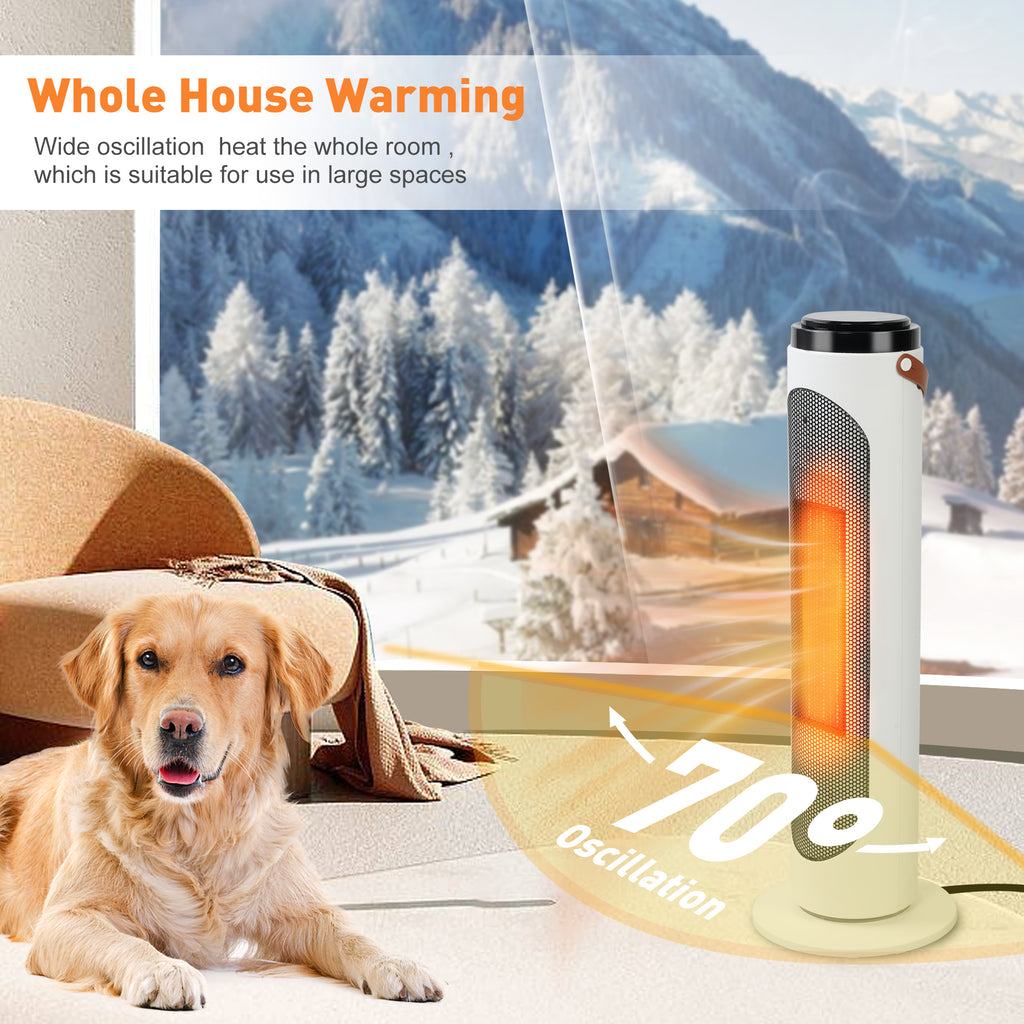 1500W PTC Oscillating Ceramic Space Heater with Remote, 24h Timer Q174378
