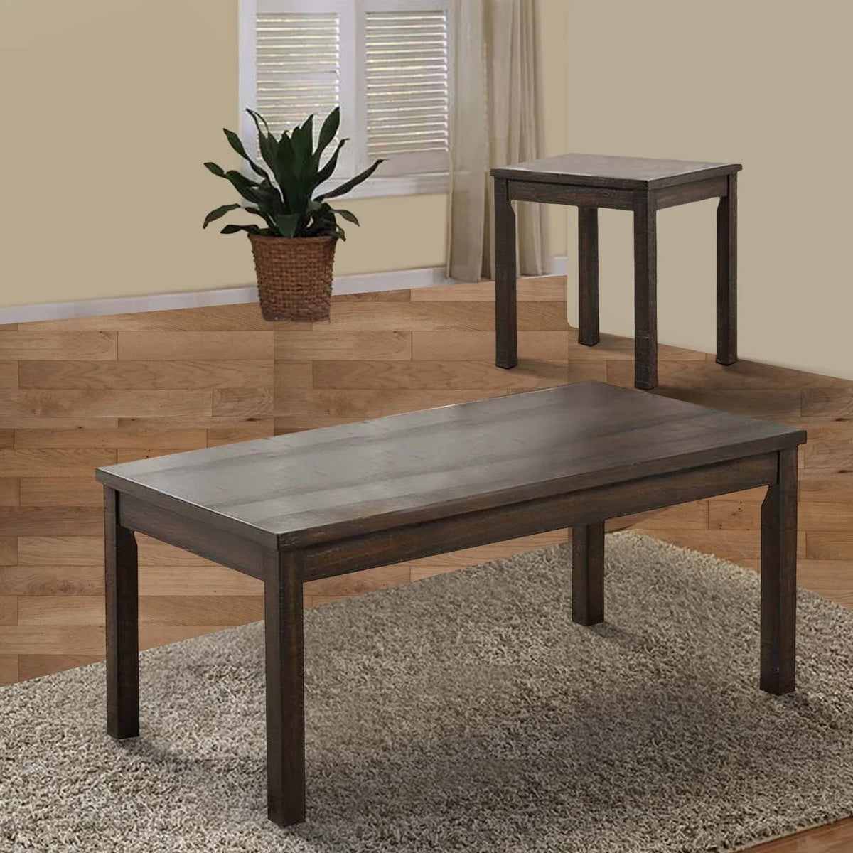 3 Piece Coffee Table and End Table Set Dark Brown G8282