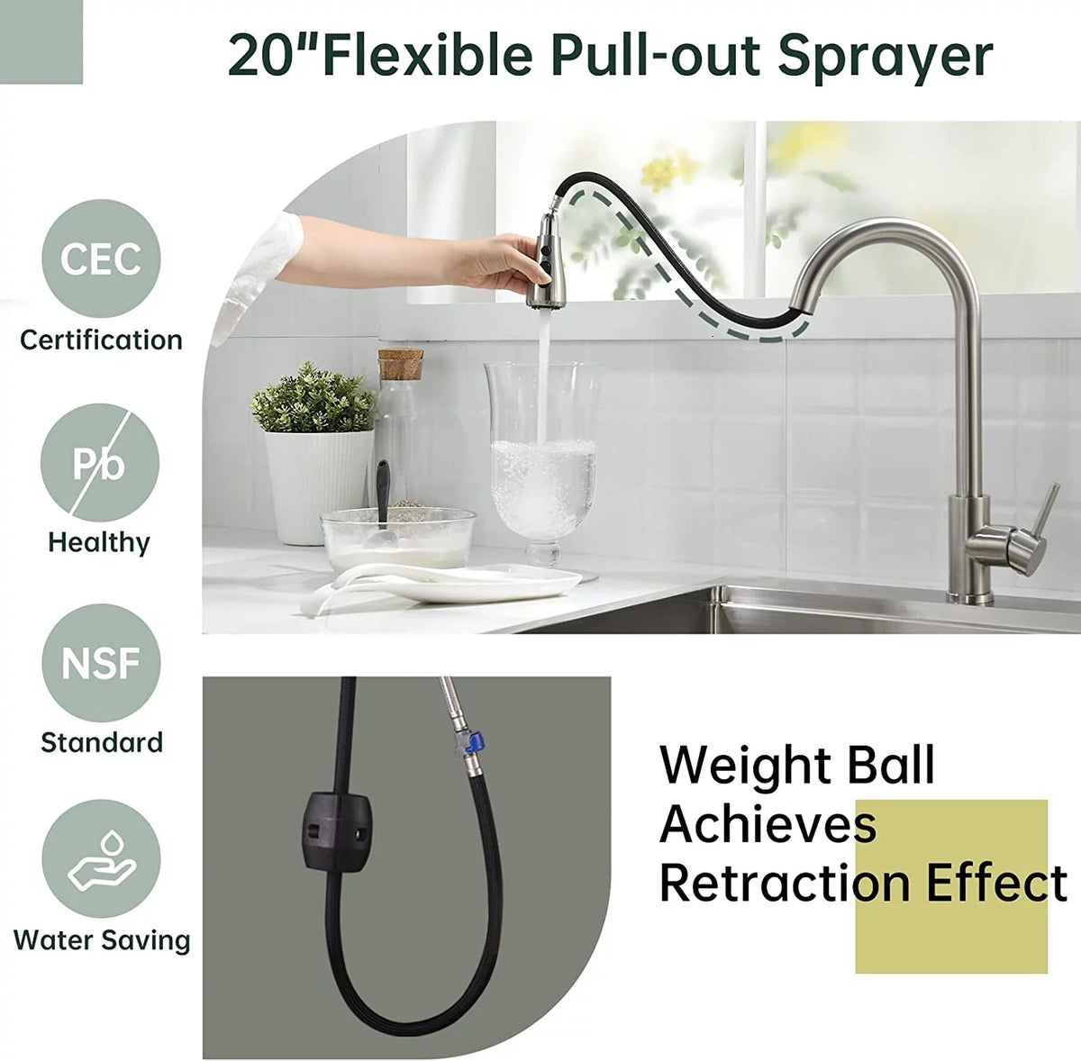 Brushed Nickel Pull Down Kitchen Faucet A127077