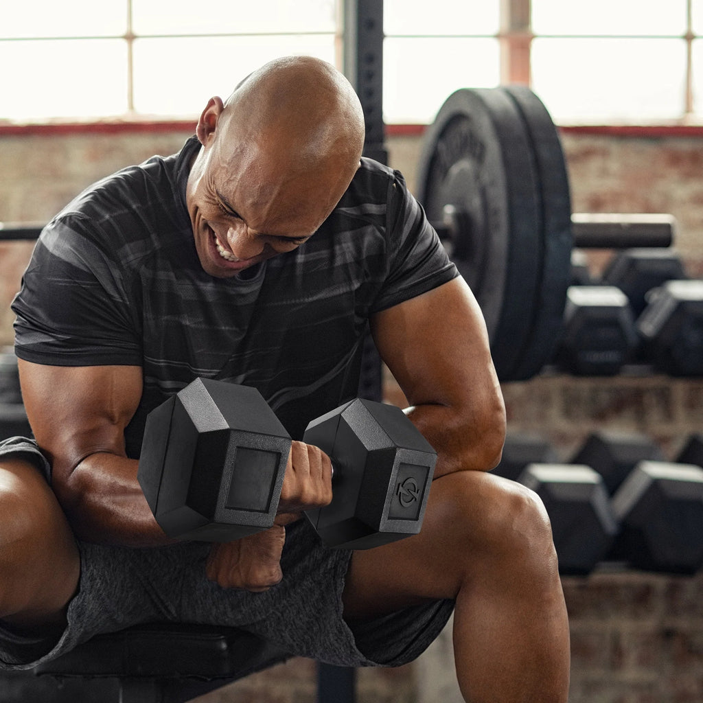 45 lbs Rubber Coated Hex Dumbbell G483