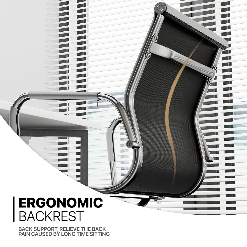 Set of 2 White Office Chairs with Sled Base K4076