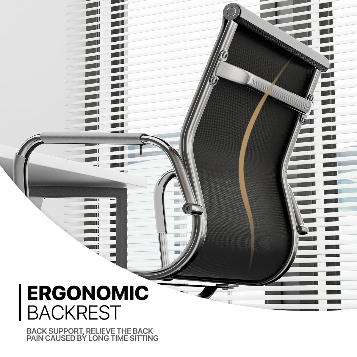 Set of 2 White Office Chairs with Sled Base K4076