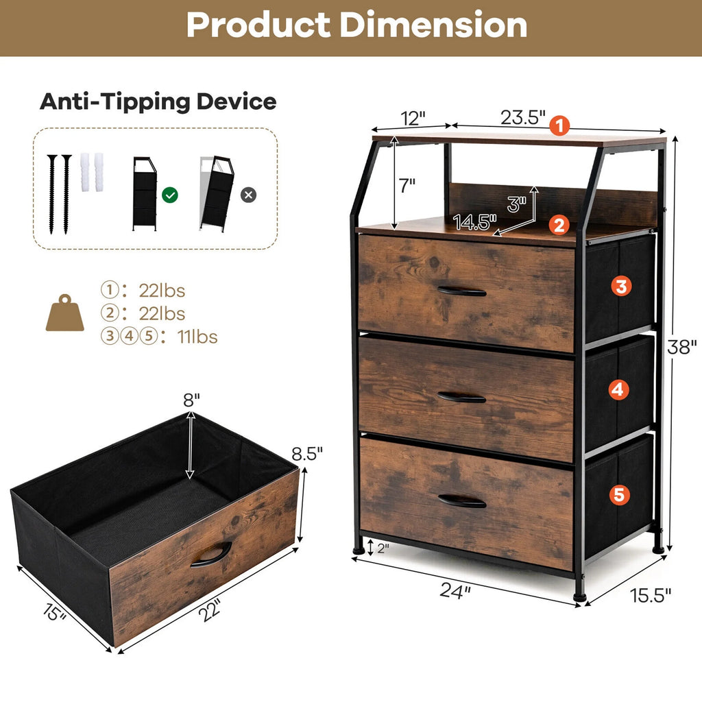 3 Drawer Dresser with Top Shelf Y9233