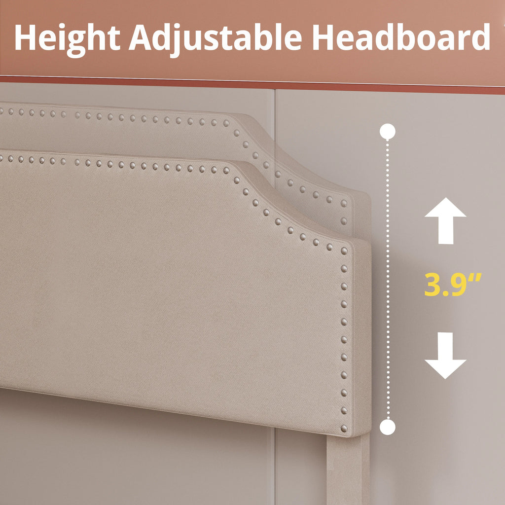 Upholstered Twin Bed Frame with Adjustable Headboard B23062