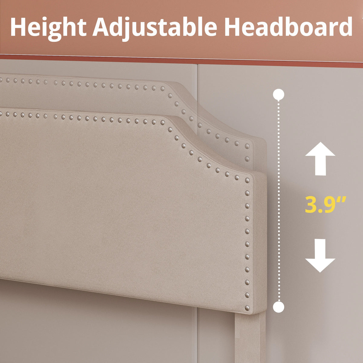 Upholstered Twin Bed Frame with Adjustable Headboard B23062