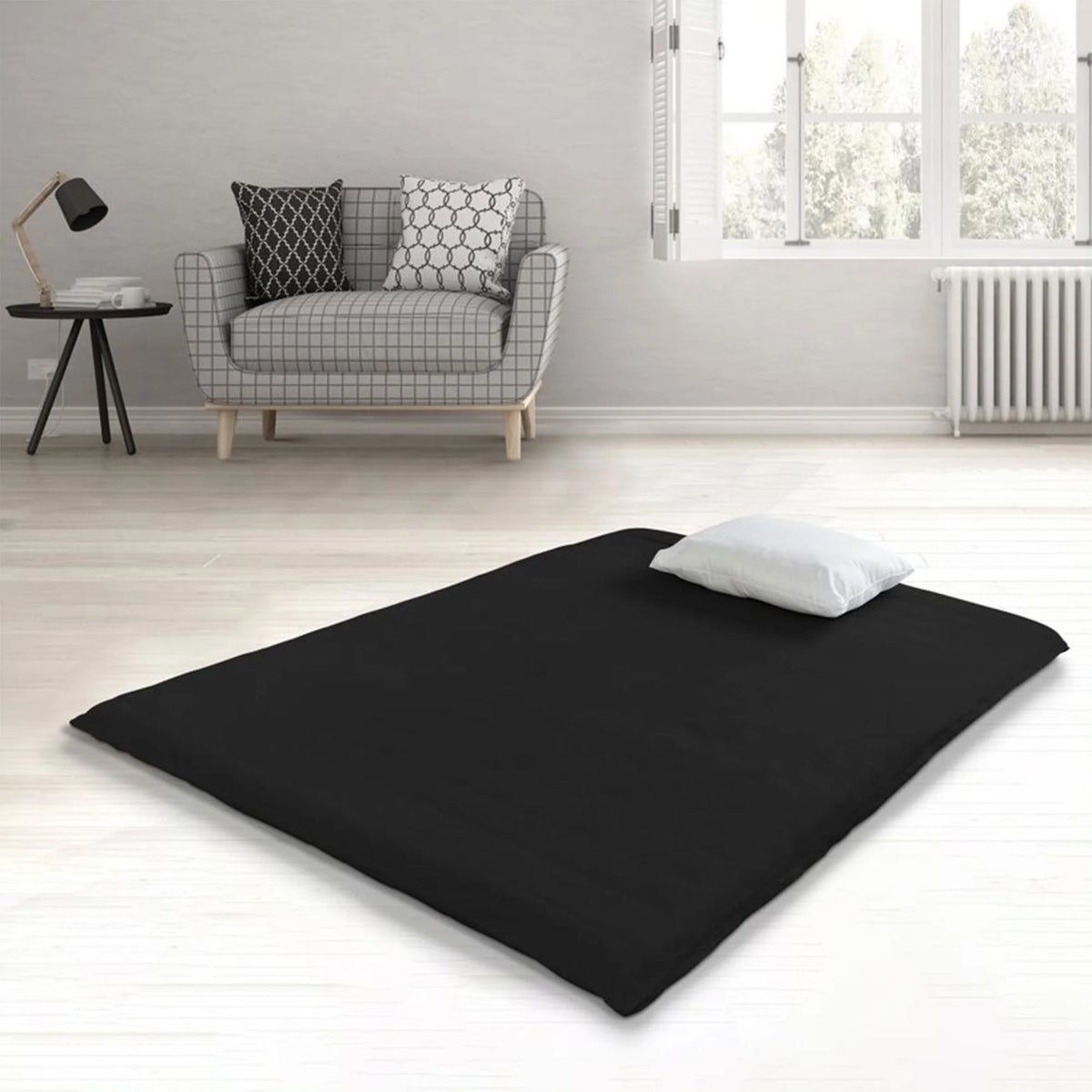 Japanese Futon Floor Mattress Queen Black D932997