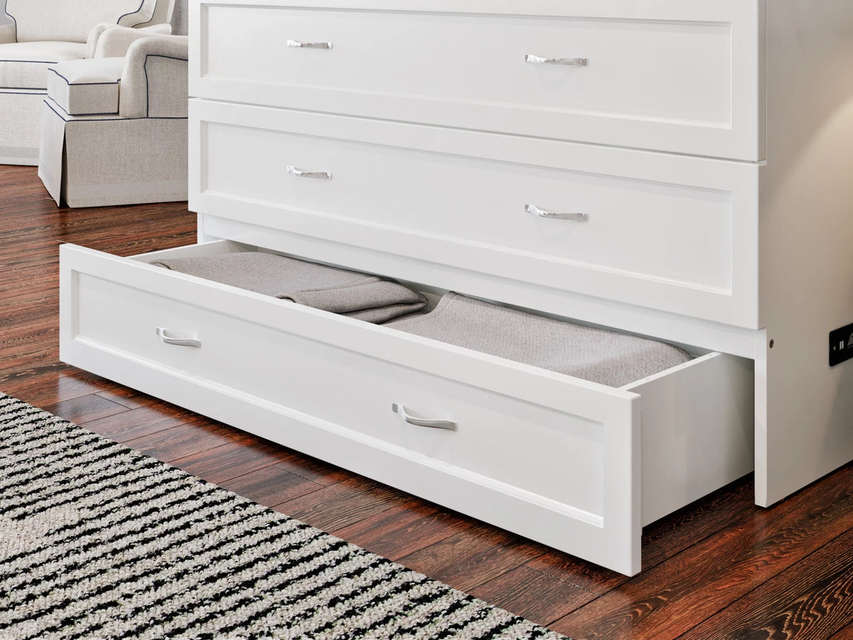 White Solid Wood Murphy Bed Chest with Mattress Q71419