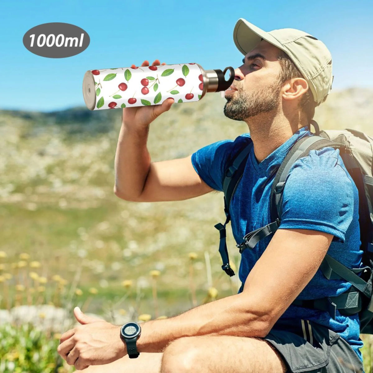 Stainless Steel Insulated Thermos Vacuum Flask Water Bottle with Straw Lid B324538