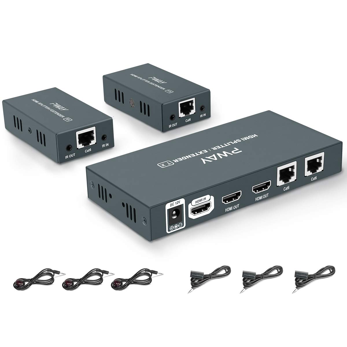 HDMI Extender Splitter 1x2 1080p Over Cat5e/Cat6/Cat7 Ethernet Cable with 2 HDMI Loop Out U98738