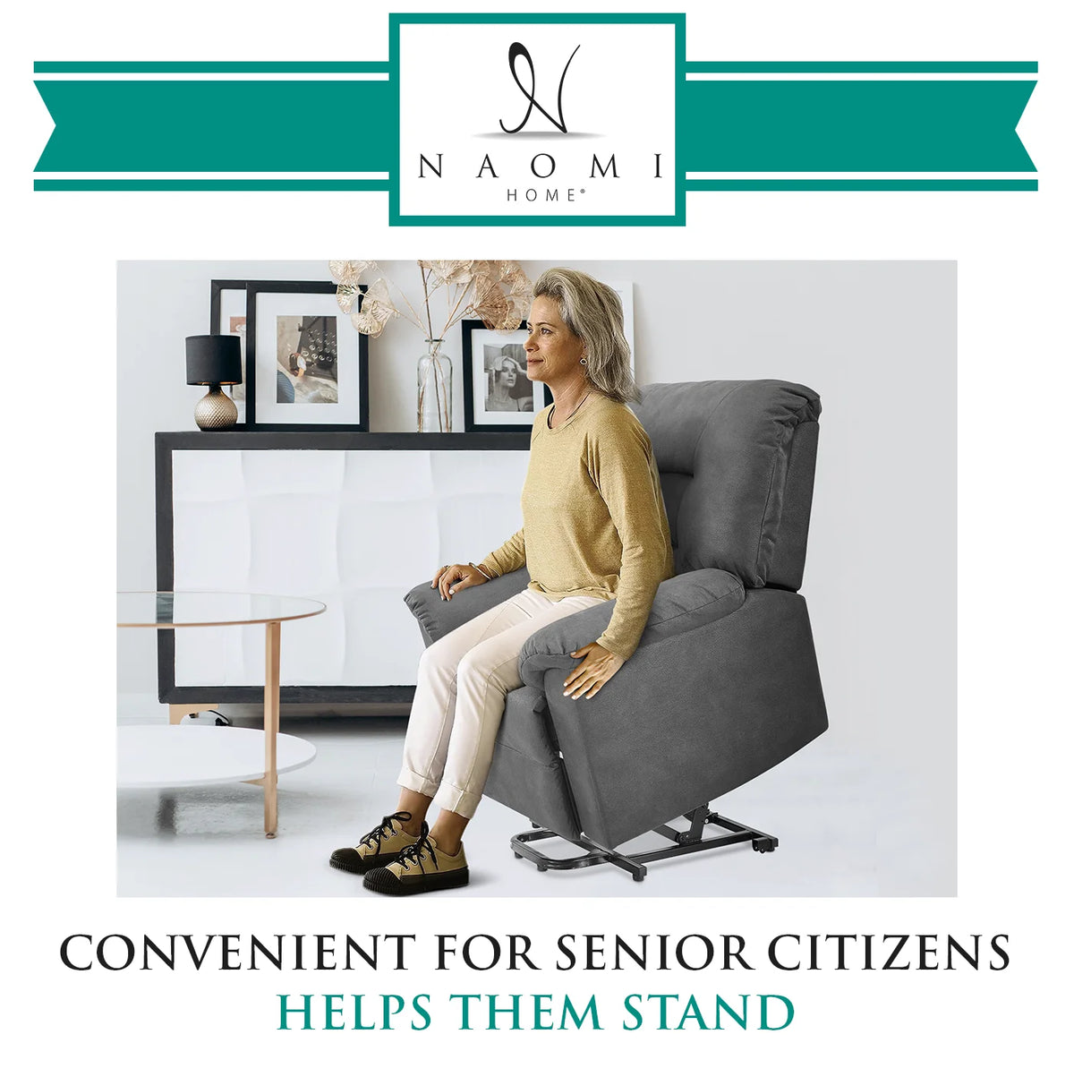 Gray Electric Lift Recliner Chair with Footrest N65615
