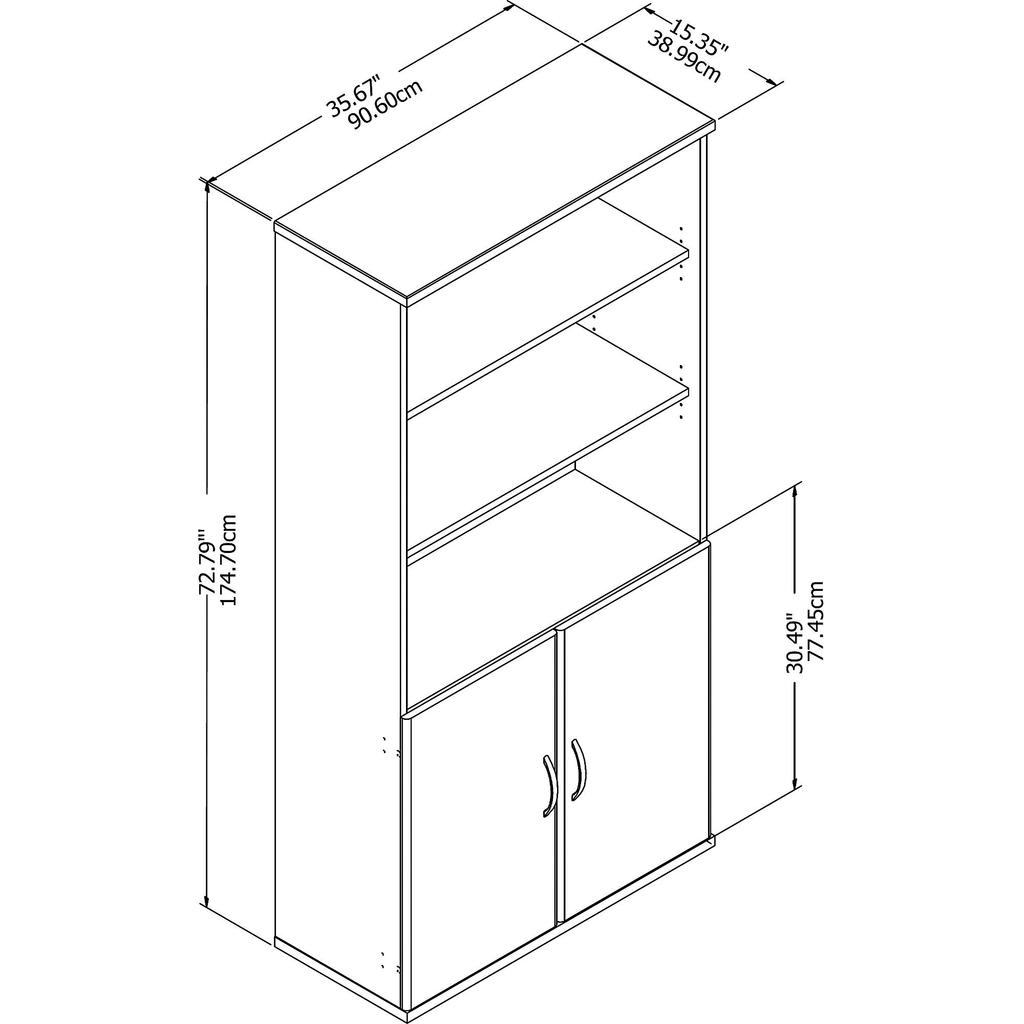 Storm Gray 5 Shelf Bookcase with Doors F988814