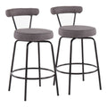 Black Steel Charcoal Fabric Counter Stool, Set of 2 C709209
