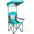 Turquoise Folding Camping Canopy Chair with Cup Holder Cooler K154