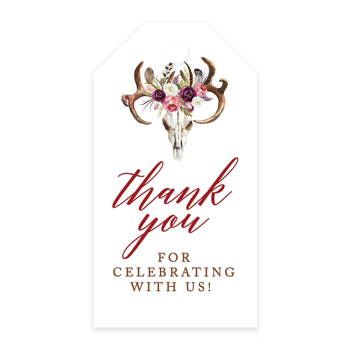 Boho Rustic Floral Antlers Cardstock Gift Tags 100-Pk H560734