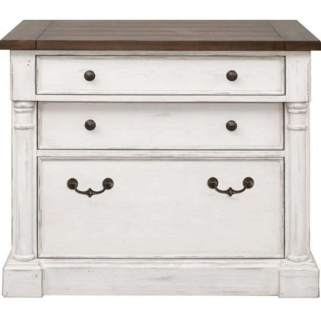White 3 Drawer Rustic Wood File Cabinet H210