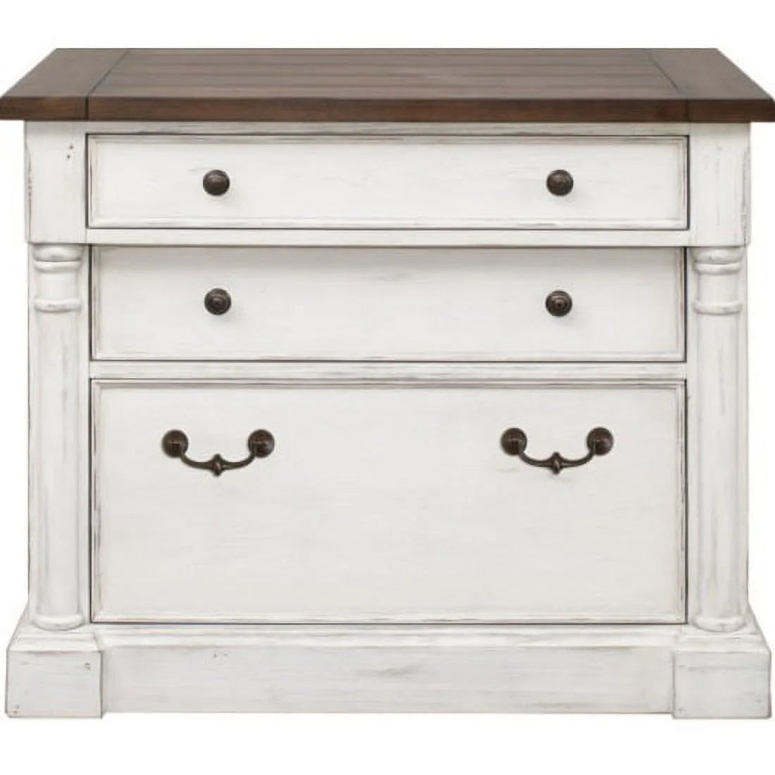 White 3 Drawer Rustic Wood File Cabinet H210