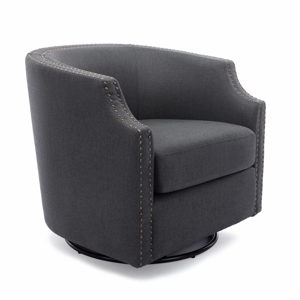 Sky Blue Polyester Linen Swivel Barrel Accent Chair I45314