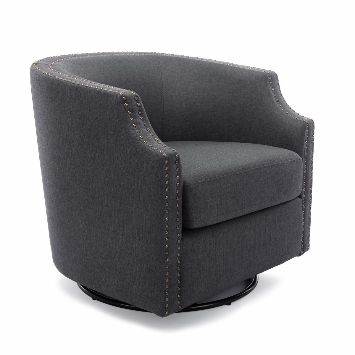 Sky Blue Polyester Linen Swivel Barrel Accent Chair I45314