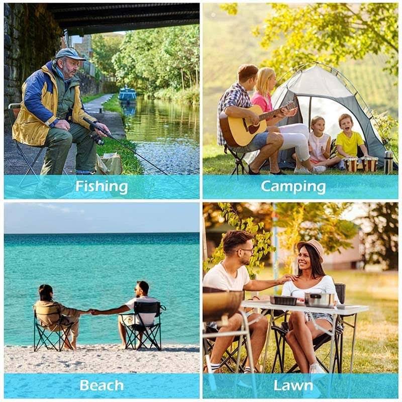 Turquoise Folding Camping Canopy Chair with Cup Holder Cooler K154