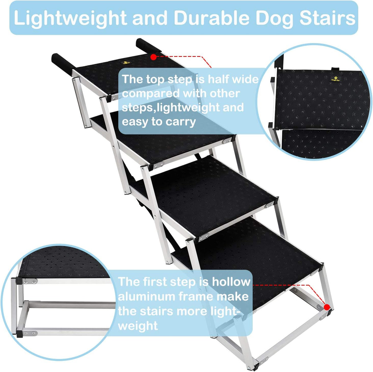Folding Aluminum Dog Ramp for Cars, 4 Steps Y72627