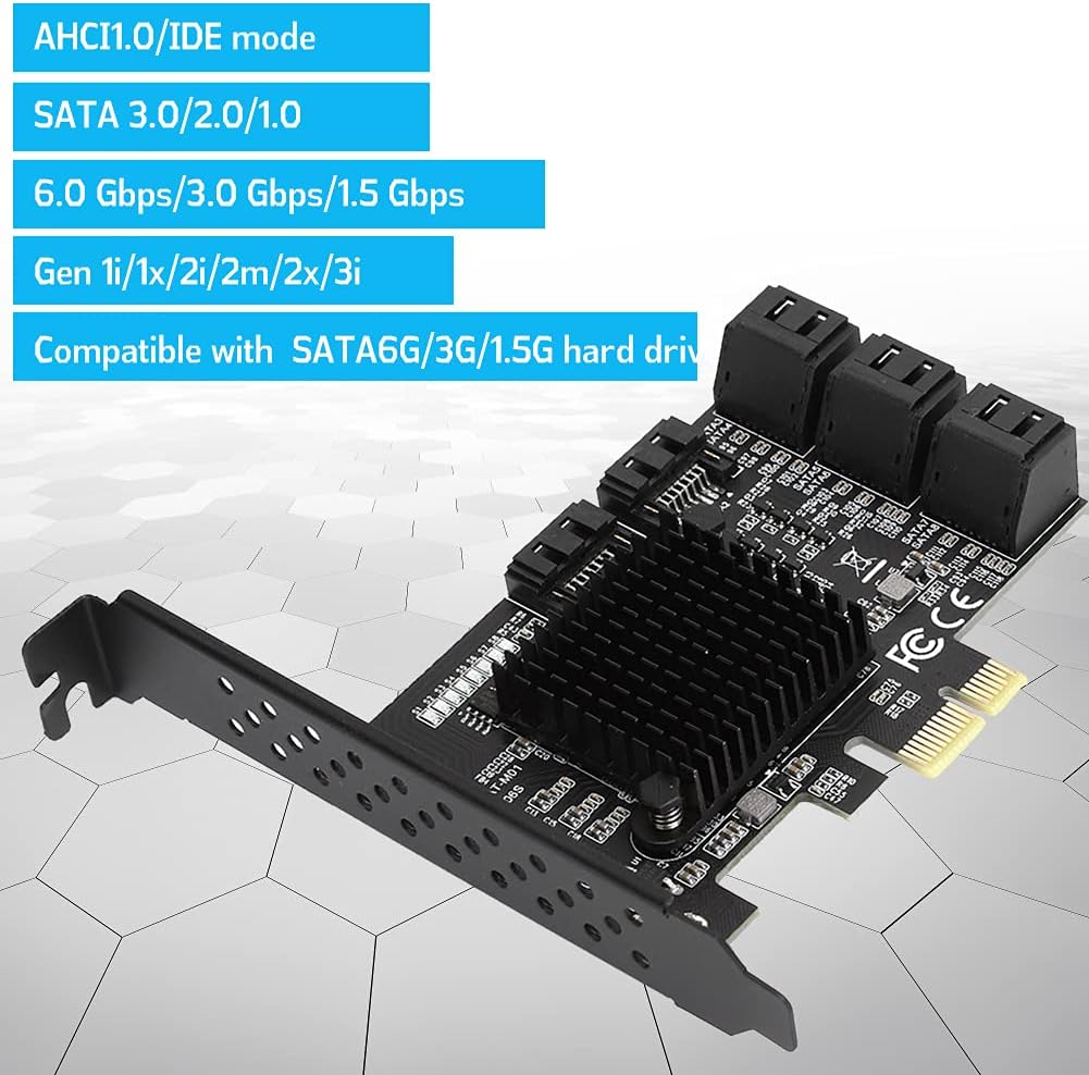 8 Ports PCI-E to SATA 3.0 Expansion Card with Driver Disc L276